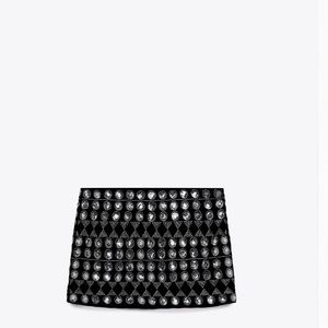 Zara rhinestone velvet skirt